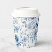 パステルエレガントブルーウォーターカラーバラ 紙コップ (左)