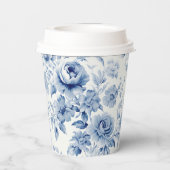 パステルエレガントブルーウォーターカラーバラ 紙コップ (裏面)