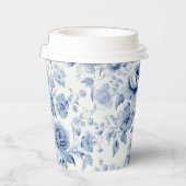 パステルエレガントブルーウォーターカラーバラ 紙コップ (右)