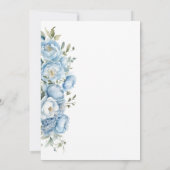 パステルエレガントブルーウォーターカラーフローラ結婚ズ 招待状 (裏面)