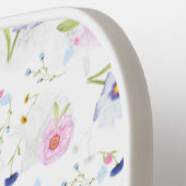 パステルエレガントブルーピンクの花パーソナライズされた ピックルボールラケット (左詳細)