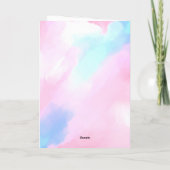パステルエレガントブルーピンクウォーター絵画カラー サンキューカード (裏面)