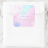 パステルエレガントブルーピンクウォーター絵画カラー スクエアシール (バッグ)