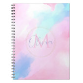 パステルエレガントブルーピンクウォーター絵画カラー ノートブック (正面)