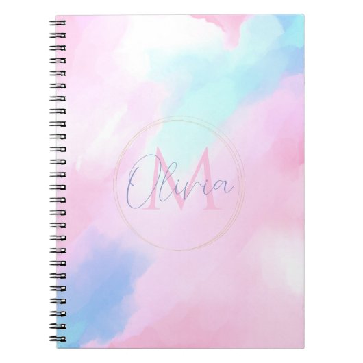 パステルエレガントブルーピンクウォーター絵画カラー ノートブック (正面)