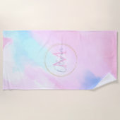 パステルエレガントブルーピンクウォーター絵画カラー ビーチタオル (正面)
