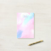 パステルエレガントブルーピンクウォーター絵画カラー ポストイット (デスク上)