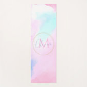 パステルエレガントブルーピンクウォーター絵画カラー ヨガマット (正面)