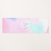 パステルエレガントブルーピンクウォーター絵画カラー ヨガマット (正面(横))