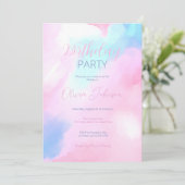 パステルエレガントブルーピンクウォーター絵画カラー 招待状 (スタンド正面)