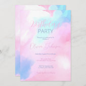 パステルエレガントブルーピンクウォーター絵画カラー 招待状 (正面/裏面)