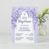 パステルエレガントブルーフローラバプテスマ 招待状 (スタンド正面)