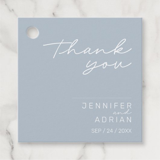 パステルエレガントブルーミニマルサンキュー結婚ズ フェイバータグ (正面)