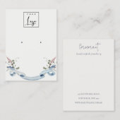パステルエレガントブルーワイルドフラワーリボンロゴイヤリング 名刺 (正面/裏面)