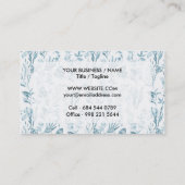パステルエレガントブルーヴィンテージ蝶フローラ 名刺 (裏面)