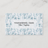 パステルエレガントブルーヴィンテージ蝶フローラ 名刺 (正面)