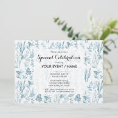 パステルエレガントブルーヴィンテージ蝶フローラ 招待状 (スタンド正面)