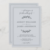 パステルエレガントブルー結婚式招待状 招待状 (正面/裏面)