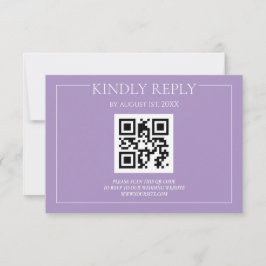 パステルエレガントプモダン・パープル結婚ズ 出欠カード