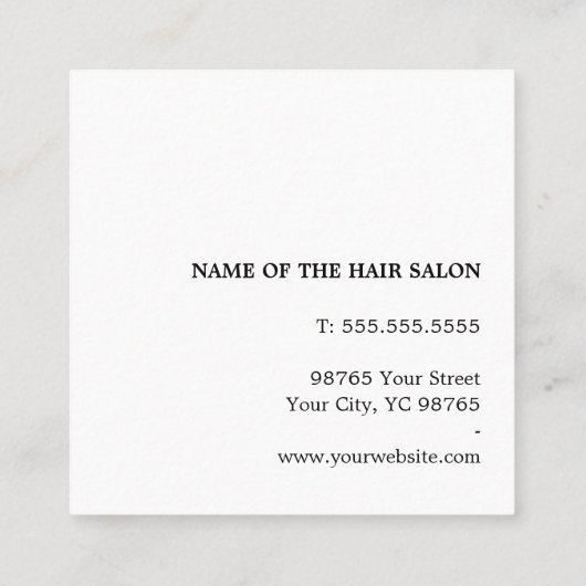 パステルエレガントヘアドレはっきりしたッサ スクエア名刺 (裏面)