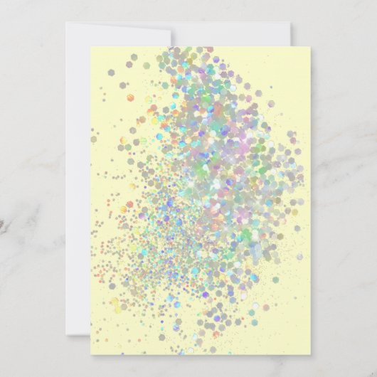 パステルエレガントホログラフィックレモン金ゴールド誕生日 招待状 (裏面)