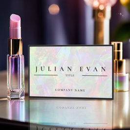 パステルエレガントホログラフィック美しいサロン 名刺