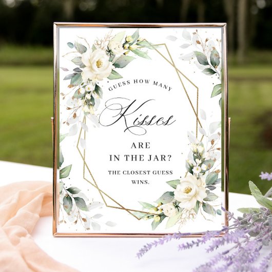 パステルエレガントホワイトローズハウズキス ポスター