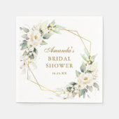 パステルエレガントホワイトローズユーカリブライダルシャワー スタンダードカクテルナプキン (正面)