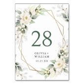 パステルエレガントホワイトローズユーカリプタス結婚ズ テーブルナンバー (正面)