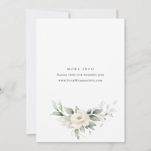 パステルエレガントホワイトローズユーカリプタス結婚ズ 招待状 (裏面)