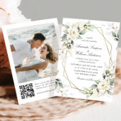 パステルエレガントホワイトローズユーカリプタス結婚ズ 招待状