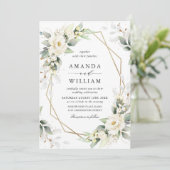 パステルエレガントホワイトローズユーカリプタス結婚ズ 招待状 (スタンド正面)