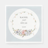 パステルエレガントボホウォーターカラーフローラ スタンダードランチョンナプキン (正面)