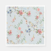 パステルエレガントボホウォーターカラーフローラ スタンダードランチョンナプキン (正面)