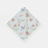 パステルエレガントボホウォーターカラーフローラ スタンダードランチョンナプキン (角)