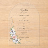 パステルエレガントボホフローラアーチ書道 アクリル招待状 (正面)