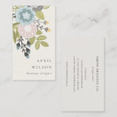 パステルエレガントボホ赤面ブルーグリーンリーフフローラ 名刺 (正面/裏面)
