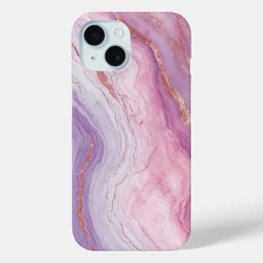 パステルエレガントマーブル&バラ金ゴールドグリッターモノグラム Case-Mate iPhoneケース (裏面)