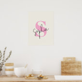 パステルエレガントモノグラムパーソナライズされたポスター ポスター (キッチン)