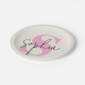 パステルエレガントモノグラムパーソナライズされた紙プレート ペーパープレート (アングル)