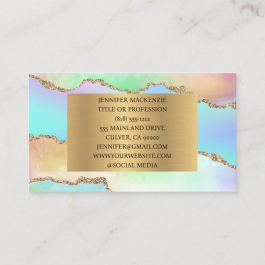 パステルエレガントユニコーン金ゴールドアガテラグジュアリー 名刺 (裏面)