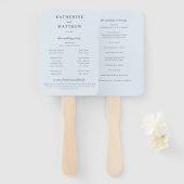 パステルエレガントライトブルーの式結婚プログラム ハンドファン (正面&裏面)