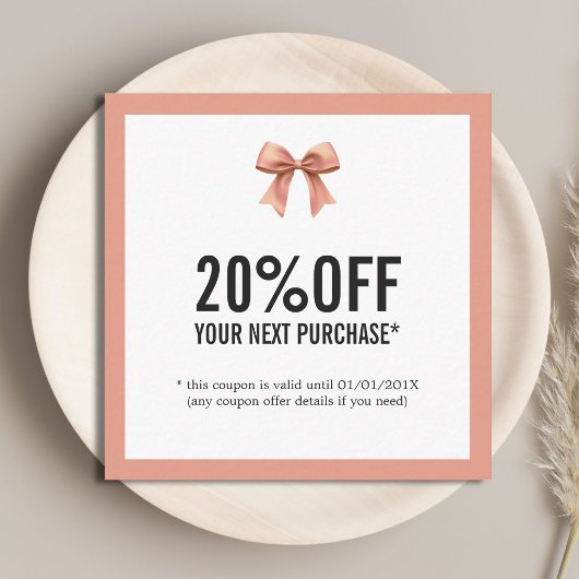 パステルエレガントリボン美しいスタイリッシュサロンクーポン 割引カード