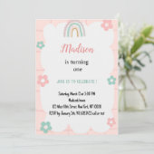 パステルエレガントレインボーウォーターカラー誕生日 招待状 (スタンド正面)