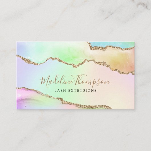 パステルエレガントレインボーマーブルアゲートゲード 名刺 (正面)