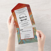 パステルエレガントレッドブルー抽象芸術芸術的ズ結婚ス オールインワン招待状 (貼ってはがせる)