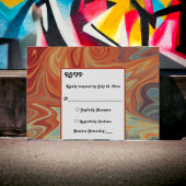 パステルエレガントレッドブルー抽象芸術芸術的ズ結婚ス 出欠カード