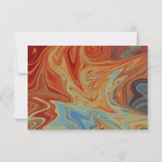 パステルエレガントレッドブルー抽象芸術芸術的ズ結婚ス 出欠カード (裏面)