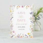 パステルエレガントワイルドフラワーウェディング日付を保存 招待状 (スタンド正面)