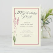 パステルエレガントワイルドフラワーウーマン50誕生日 招待状 (スタンド正面)